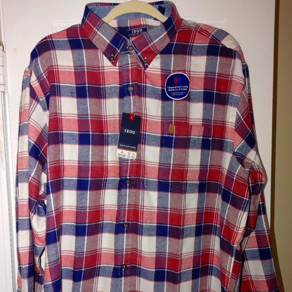 Izod red white and blue flannel shirt